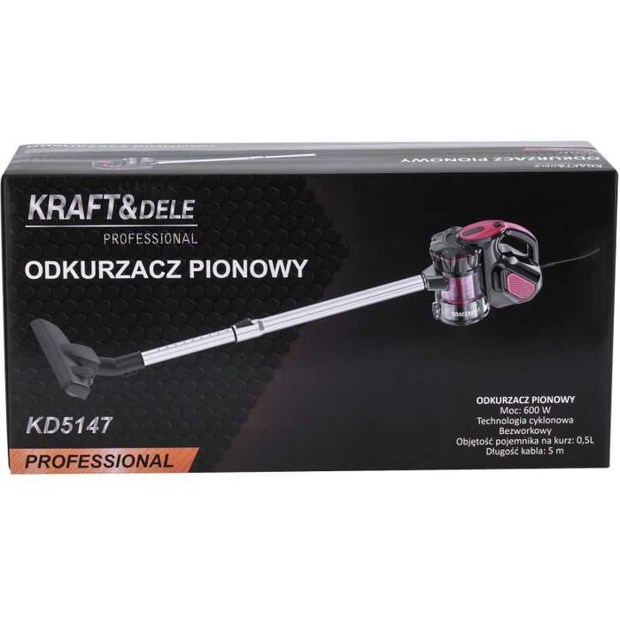 ODKURZACZ PIONOWY 600W 0,5L bezworkowy lekki 2 w 1  czerwony KD5147