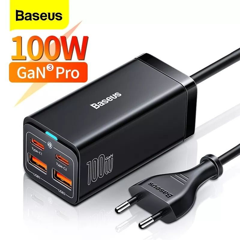 Зарядний пристрій Baseus GaN3 Pro  65w чорний (2Type-С+2USB) PD3