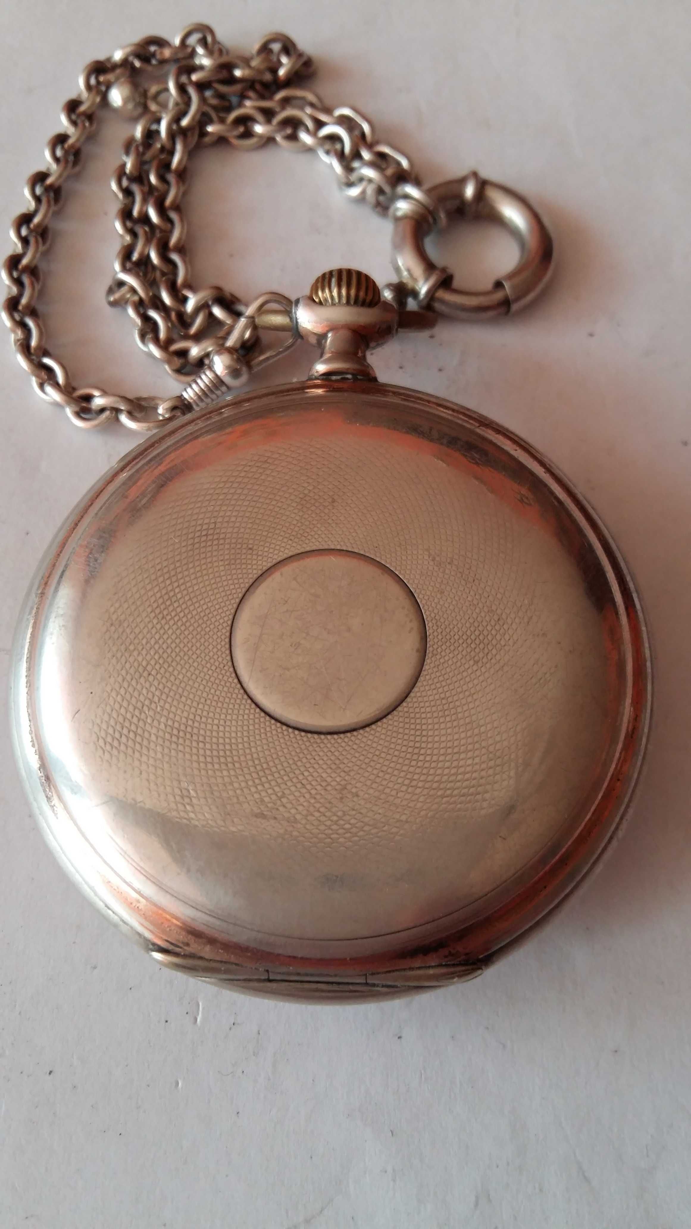 Zegarek kieszonkowy srebro antyk Ancre De Precision z dewizką Rarytas