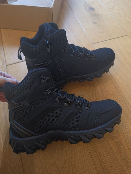 Buty trekkingowe męskie, 42, czarne, w góry, zimowe, ciepłe