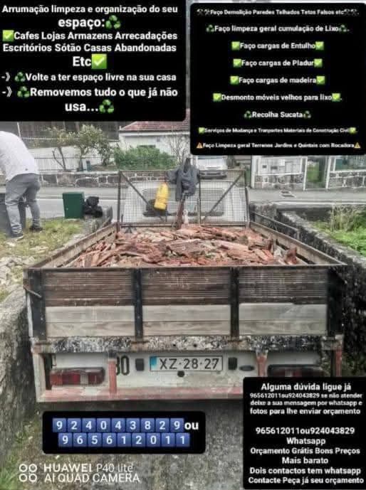 Faço cargas e entulho madeira Pladur monos