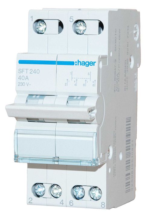 Перемикач I-0-II трипозиційний 2-х полюсний, 40 А, SFT240 Hager