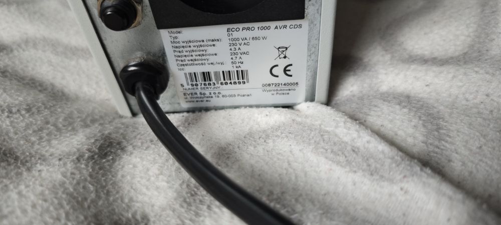 Ups EVER Eco pro 1000 VA 650W zasilanie awaryjne