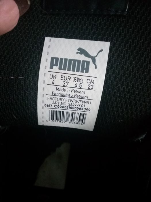 Puma buty czarne brąz platforma welur