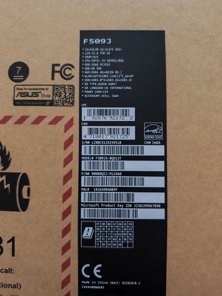 Notebook Asus F509J