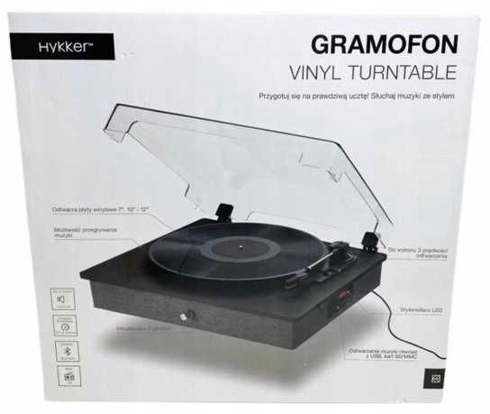 Gramofon HYKKER Vinyl Turntable BLUETOOTH USB SD NOWY!!