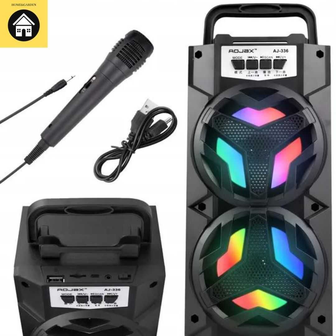 Wieża Kolumna Głośnik Bluetooth LED Karaoke + GRATIS Mikrofon