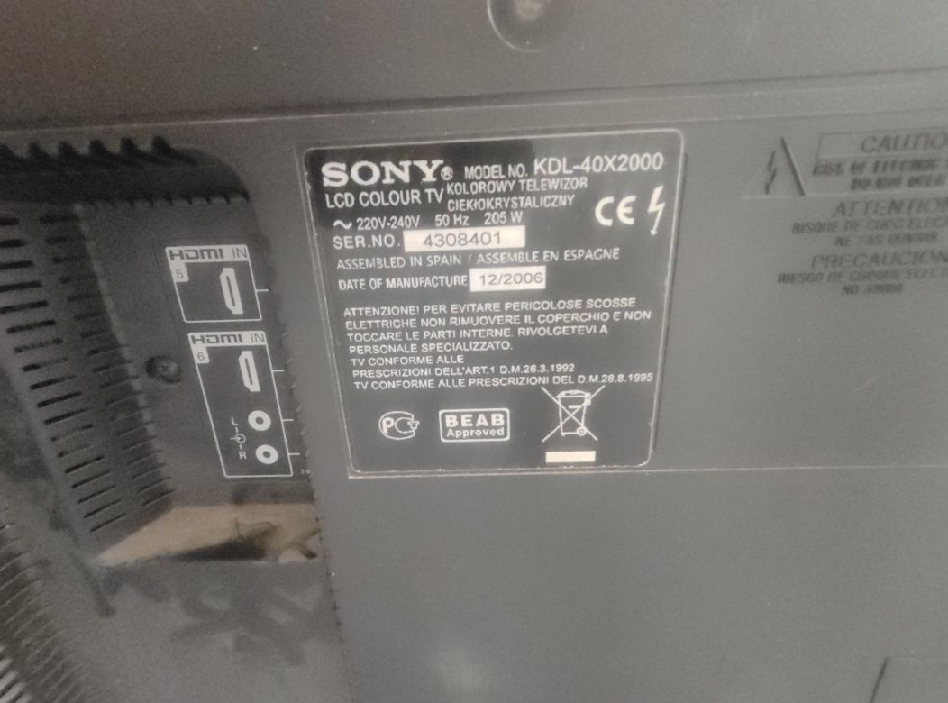 telewizor tv Sony KDL-40X2000