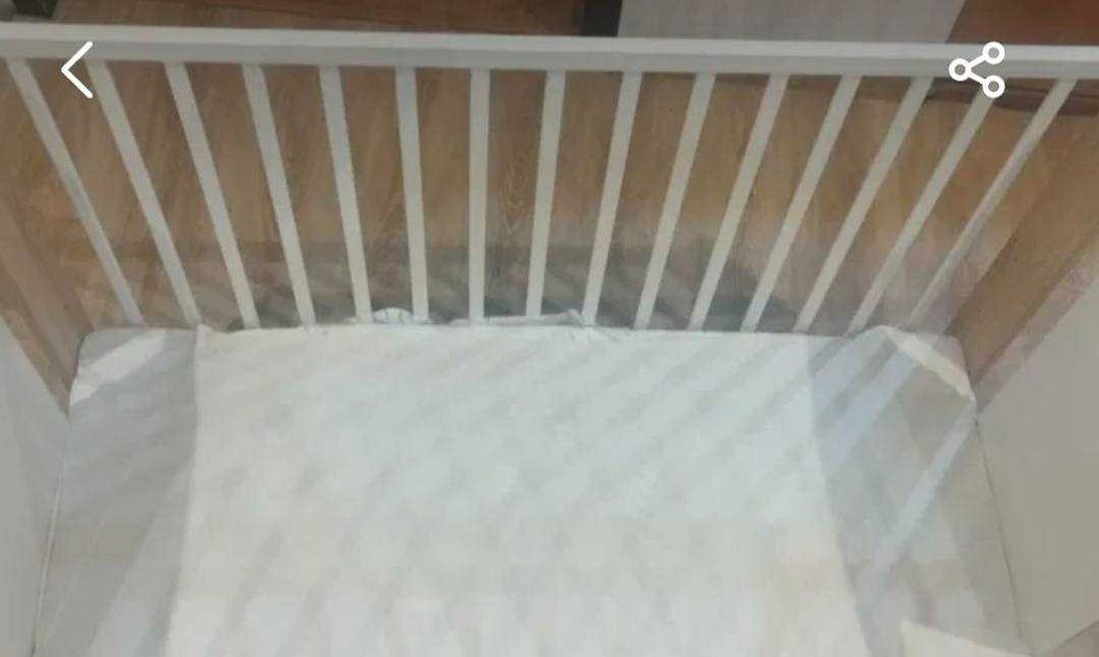 Łóżeczko drewniane białe, materac bambus, monitor oddechu Inowrocław