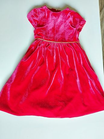 Czerwona Welurowa sukienka dla dziewczynki rozmiar z metki 92