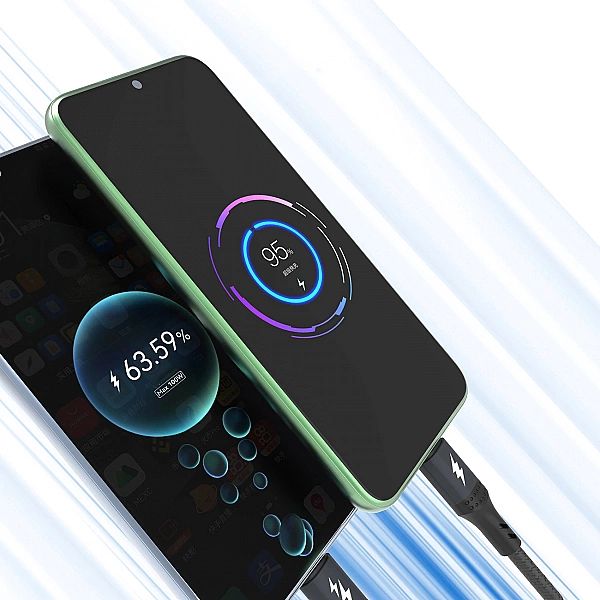 Kabel Dudao L3E 3 w 1/60W MicroUSB USB-C Lightning 1,2m - czarna