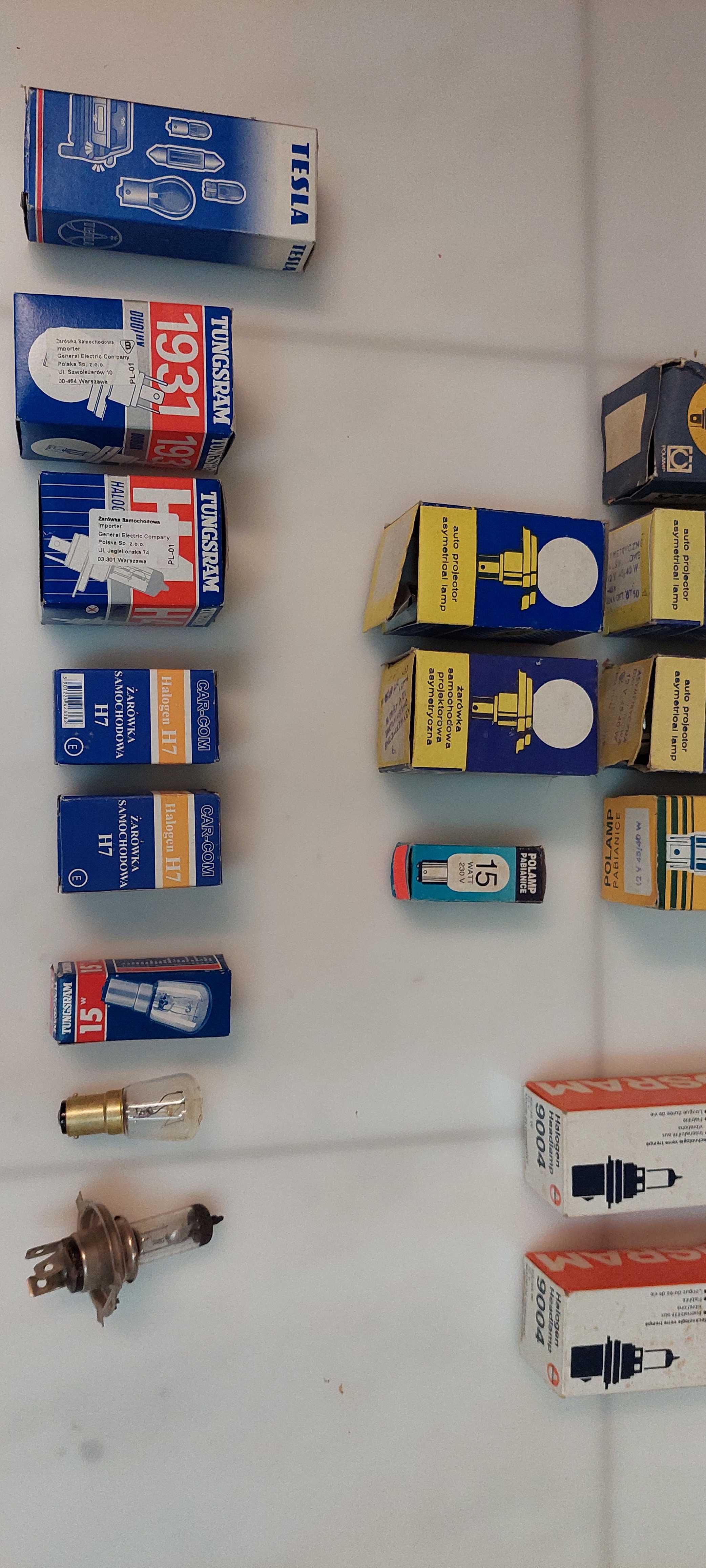Zestaw żarówek samochodowych PRL, OSRAM, Tesla, Tungsram