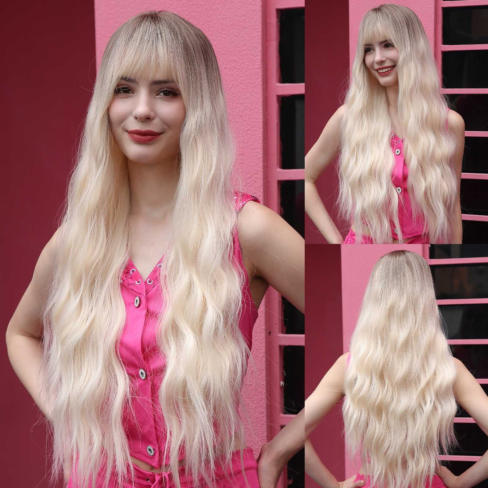 Peruka jasny blond odrost mega długa fale+ czepek peruki jak naturalne