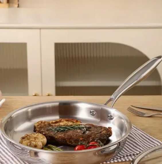 Тонка сковорода з нержавіючої сталі 27 см, Сковорода з тонким дном.