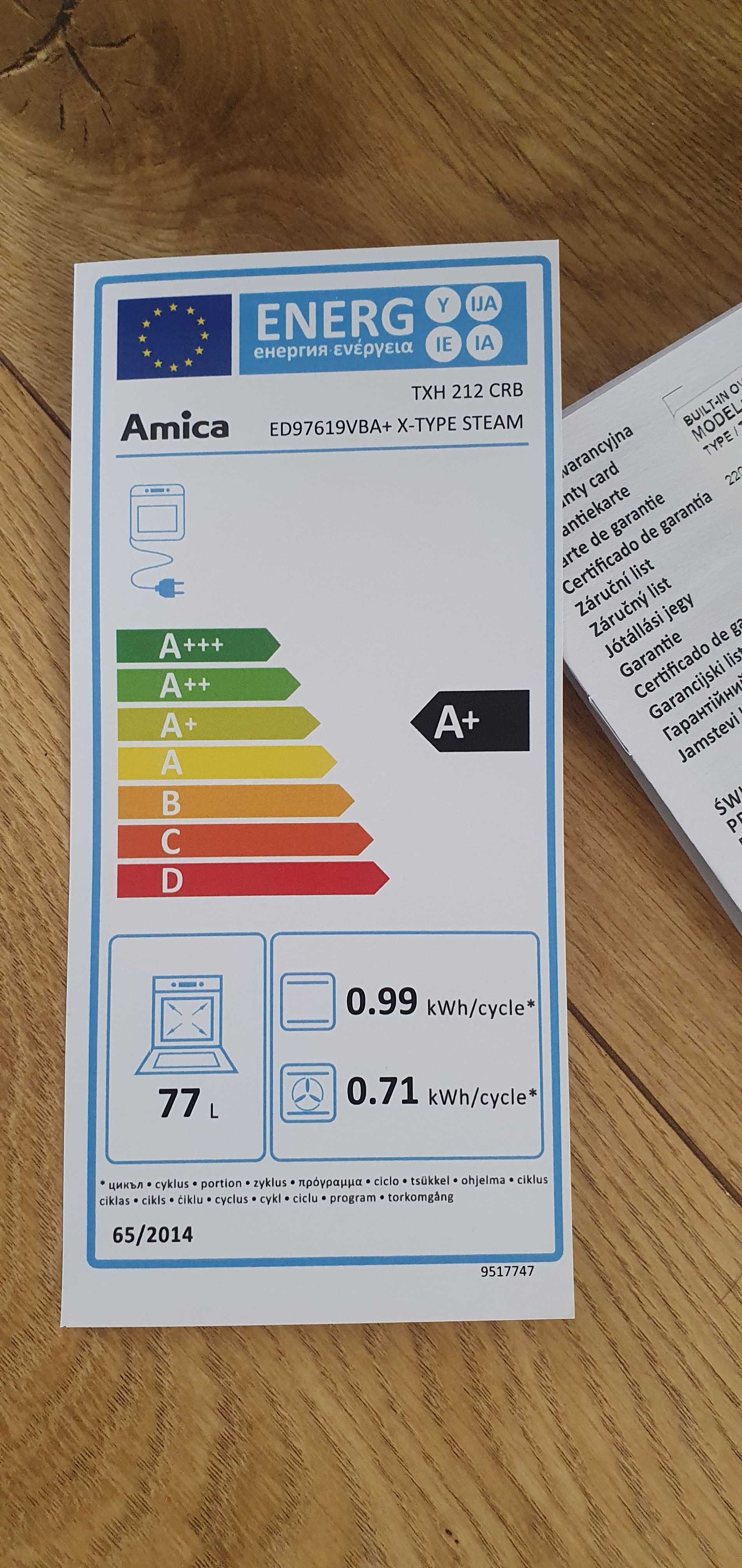 Nowy piekarnik Amica ED97619VBA+X-Type steam Gwarancja 23 miesiące