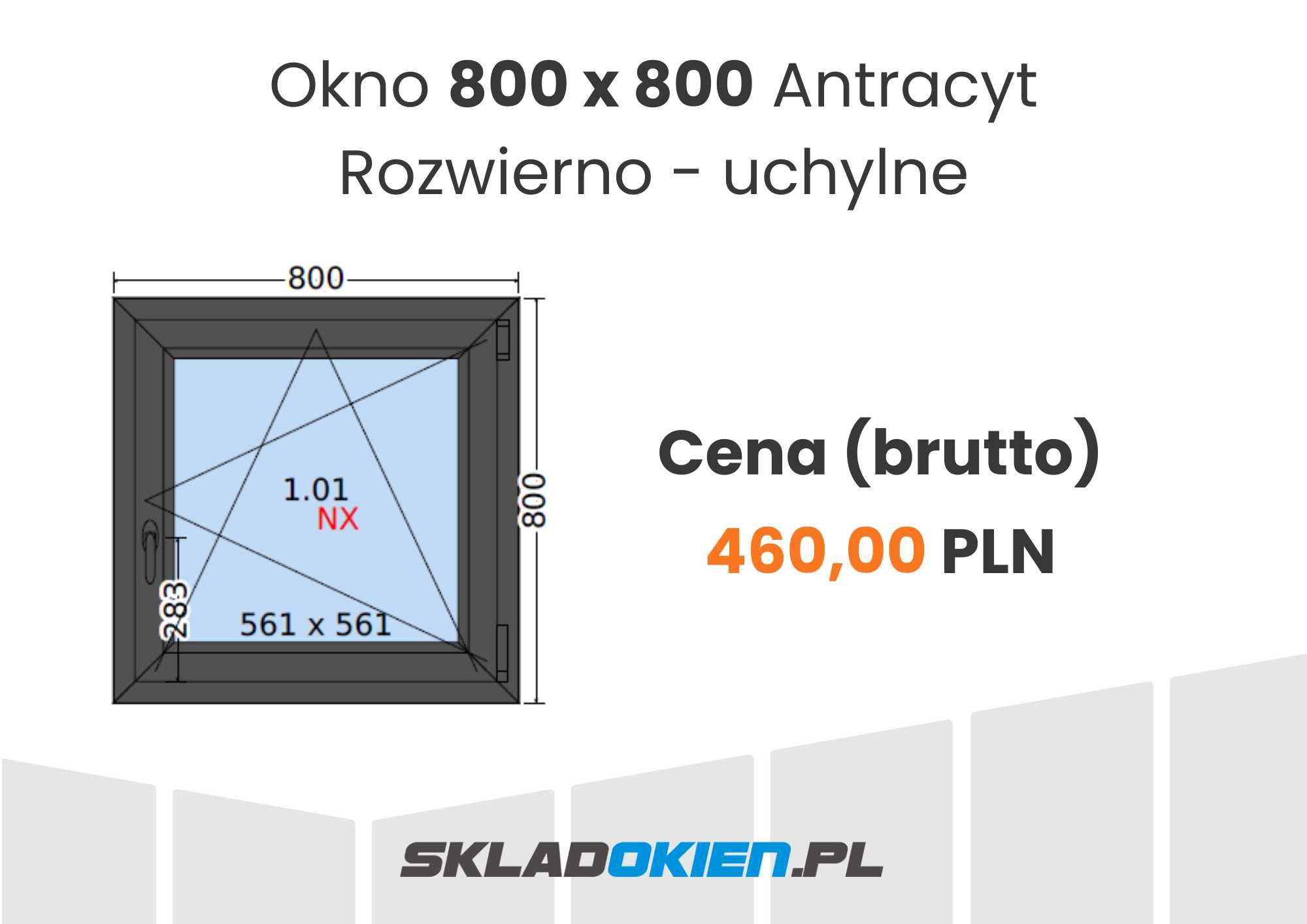 Okno PCV 80x80 / 800x800 różne kolory - Tanio / Wrocław /SKLADOKIEN.PL