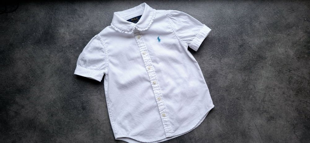 Ralph Lauren, urocza koszula dziewczęca na krótki rękaw, roz. 104cm