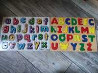 Drewniany alfabet duże i małe litery