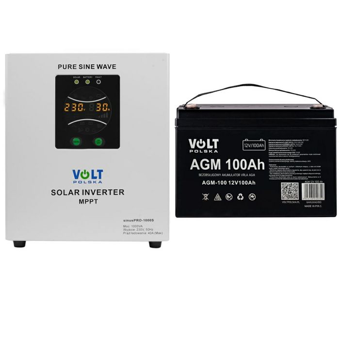 No noДБЖ Volt sinus 500E акумулятор AGM Volt 100A 12V інвертор