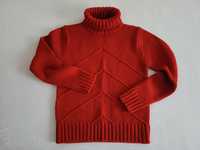 Czerwony sweter z golfem rozmiar M,  akryl i viskoza