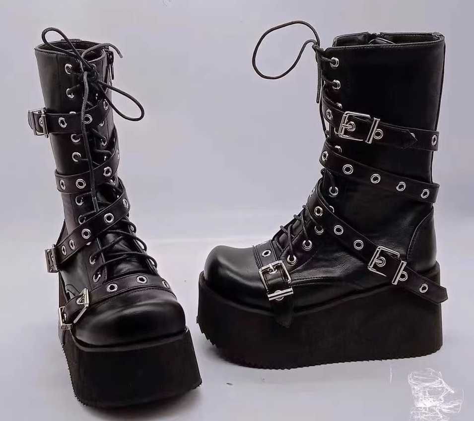 Buty do połowy łydki wysoka platforma