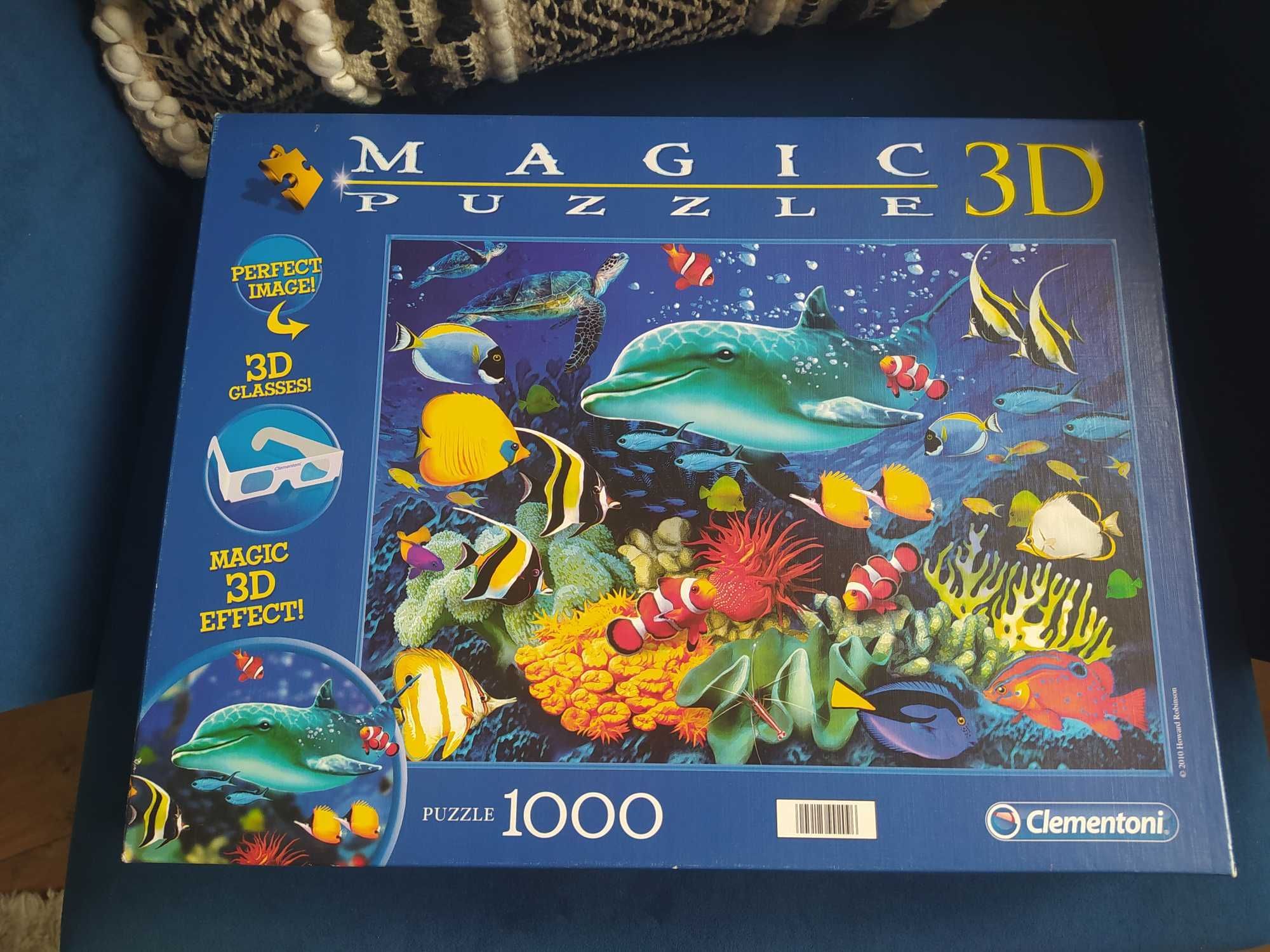 Puzzle ocean, 1000 el, magic 3d, okulary, rafa koralowa, kompletne