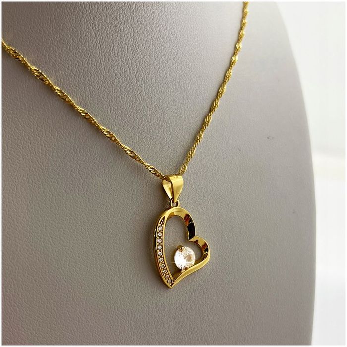 Łańcuszek Z Serduszkiem Pozłacany Srebrny Pr.925 Dla Dziewczynki Na Pr