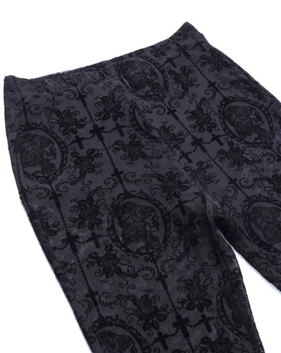 Прозорі штани кльош сітка вишивка велюр готика