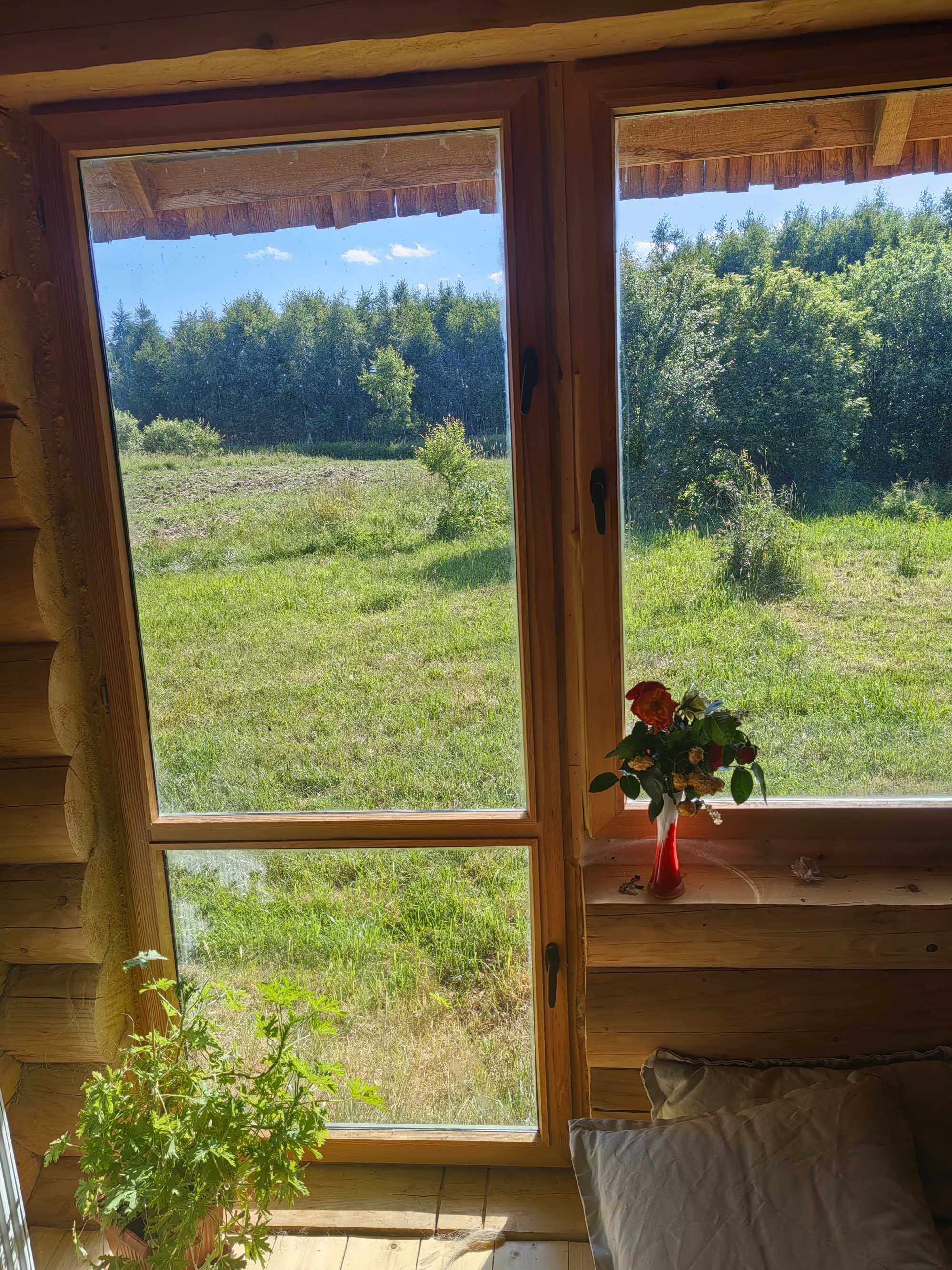 Okno balkonowe z jednoskrzydłowym, drewniane