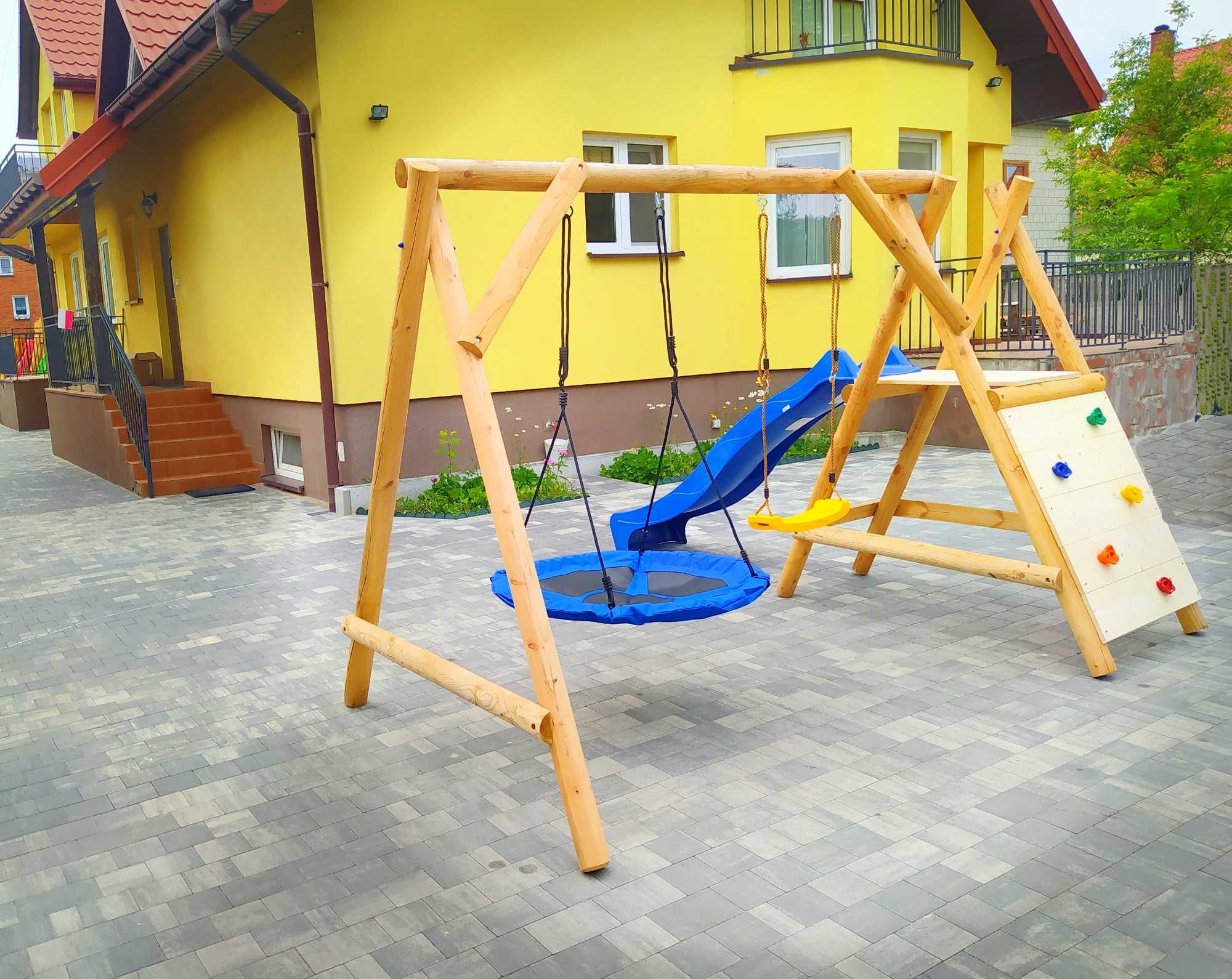 Plac Zabaw Drewniany MIKI Ścianka Zjeżdżalnia PRODUCENT