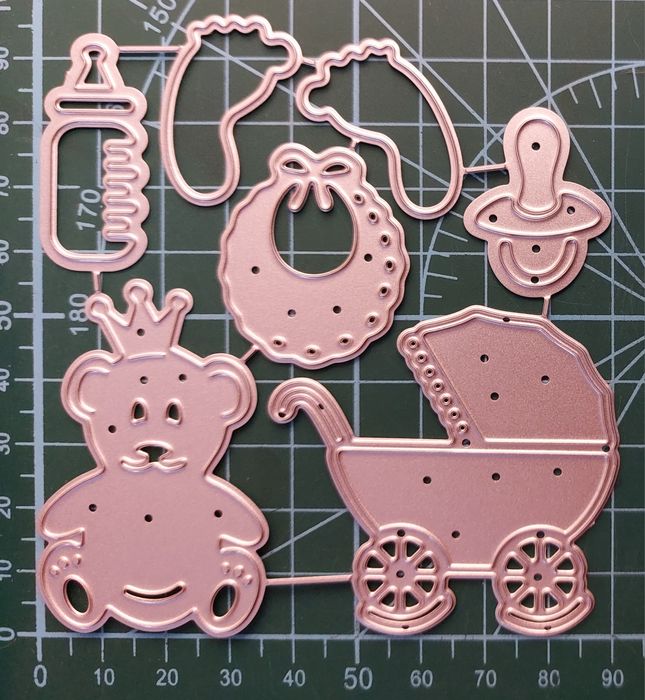 799. Wykrojniki wózek smoczek śliniak scrapbooking
