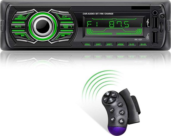 Radio samochodowe RK-531 Bluetooth, z pilotem, 7 kolorów, 2xUSB