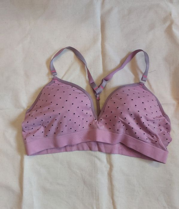 Stanik sportowy różowy w kropki