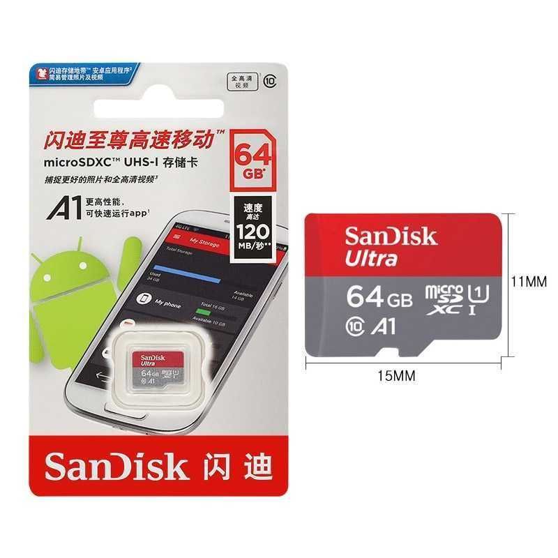 Карта пам'яті SanDisk Ultra microSD 64GB Class 10, ADATA PREMIER 64GB