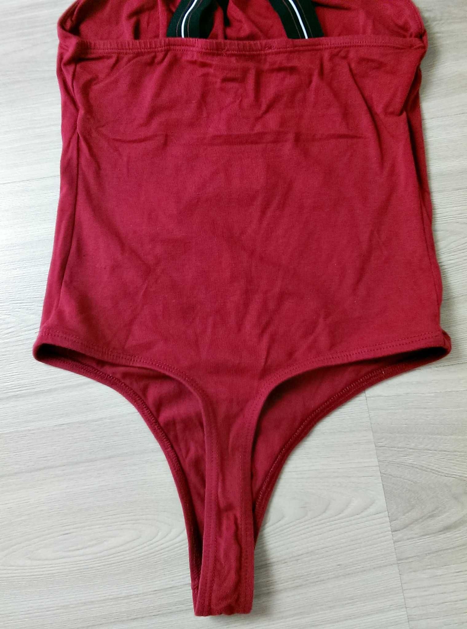 Body sportowe bordowe burgundowe na ramiączkach Bershka XS