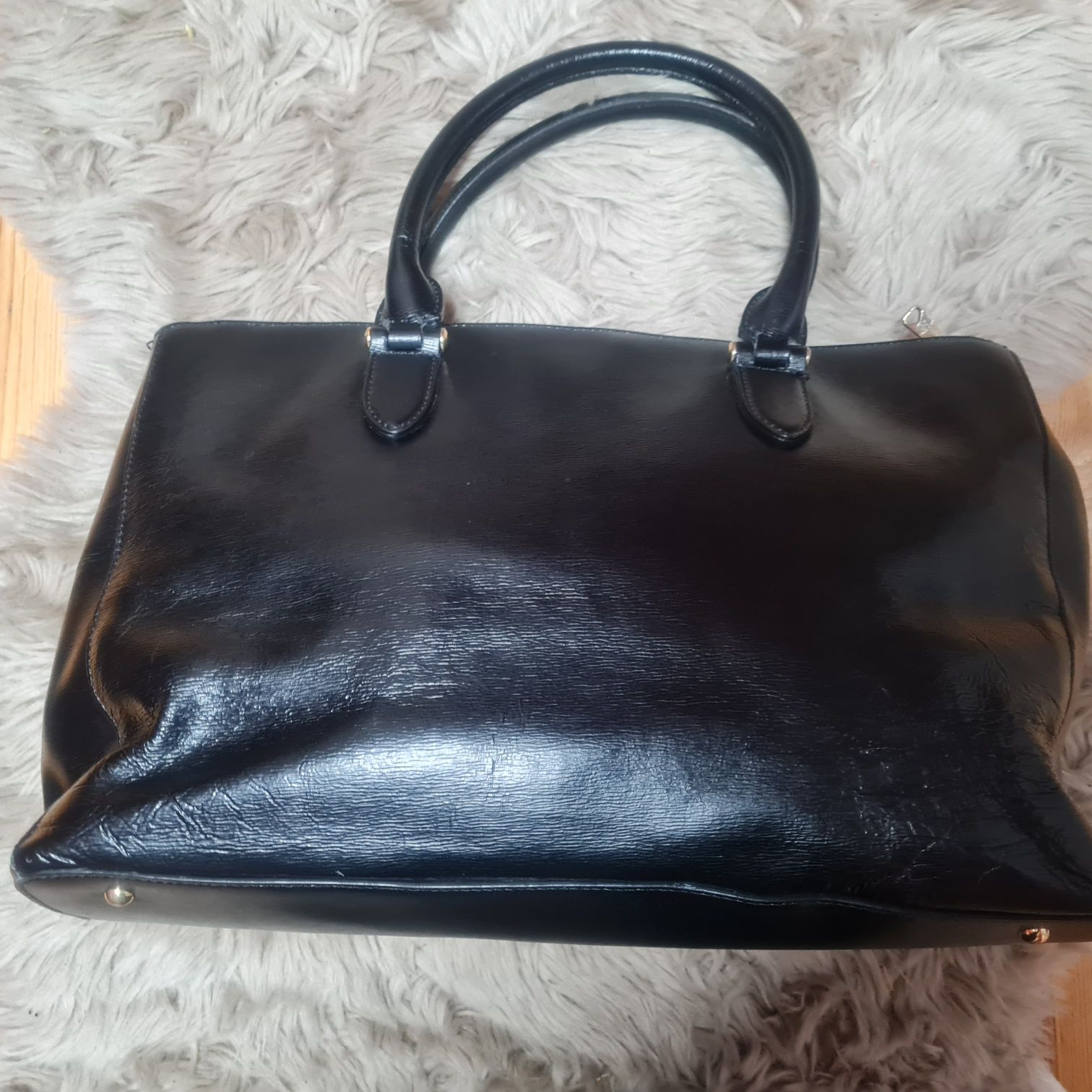 Ralph Lauren RLL duża torba torebka czarna saffiano 38x25x18
