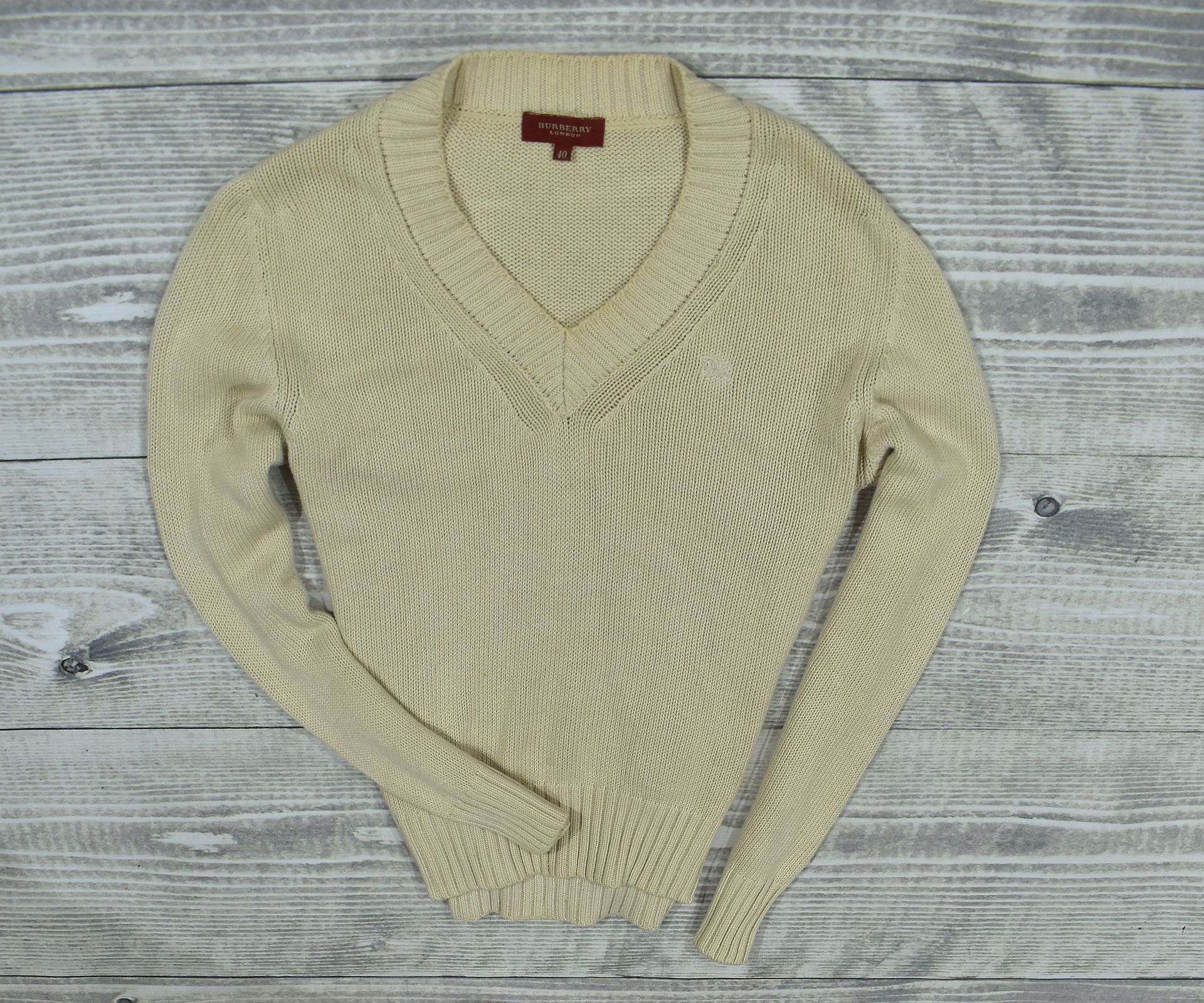 BURBERRY Bawełniany Sweter w Serek Damski / 40