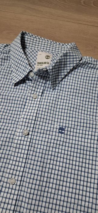 Koszulka męska Timberland, z długim rękawem, w kratkę, logo, premium