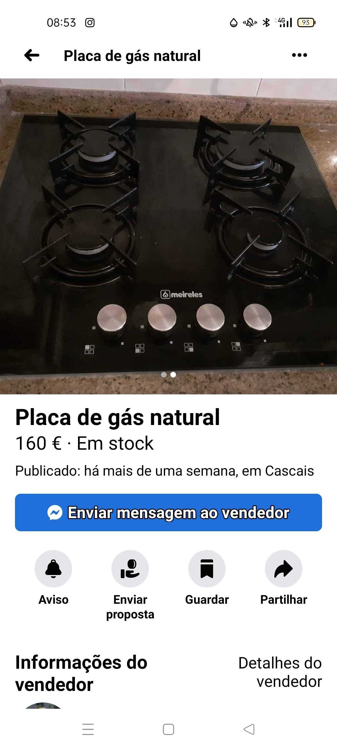 Placa fogão gás Meireles