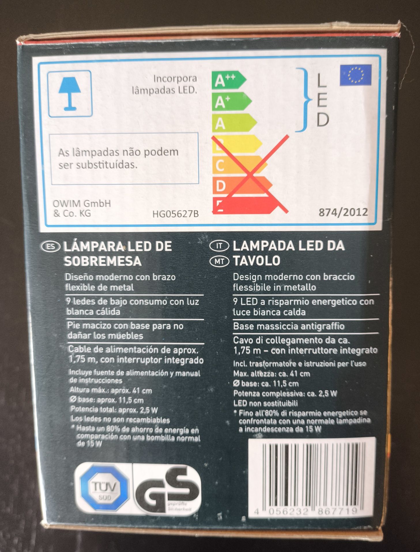 Lâmpada LED de mesa