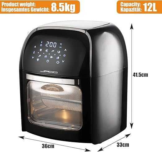 Jago® XXXL 8in1 frytkownica bez oleju 12 l + 10 akcesoriów - 1800 W