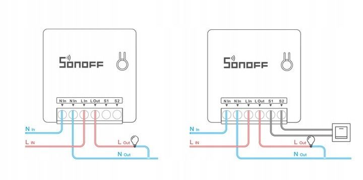 Sonoff mini - dopuszkowy sterownik światła - Wifi + Alexa/Google