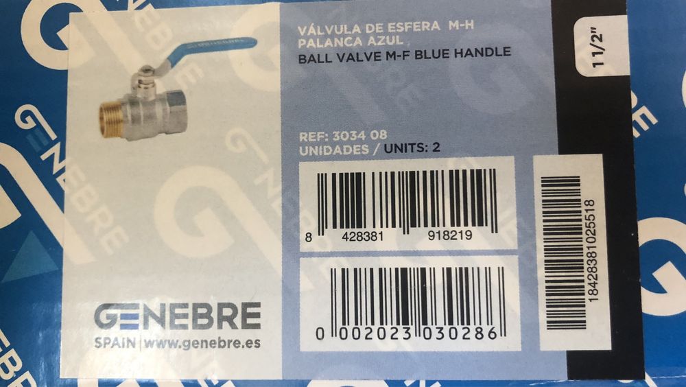 Кран кульовий Genebre 1/2, 3/4, 1 1/2