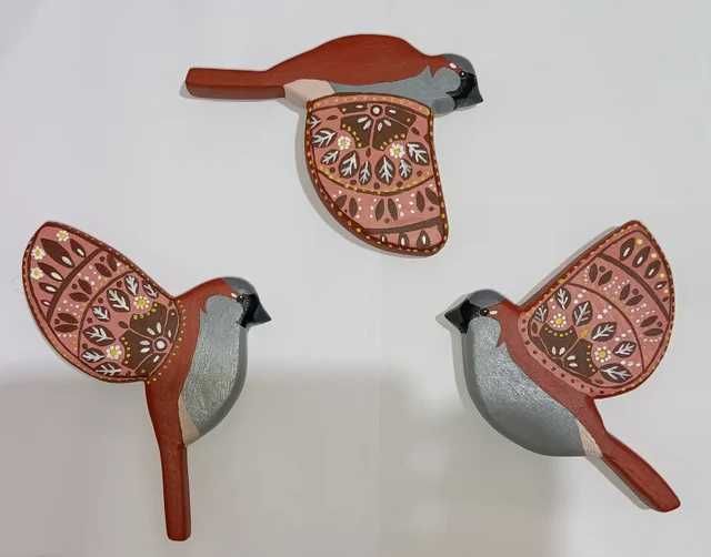 Conjunto de Pardais de madeira para pendurar