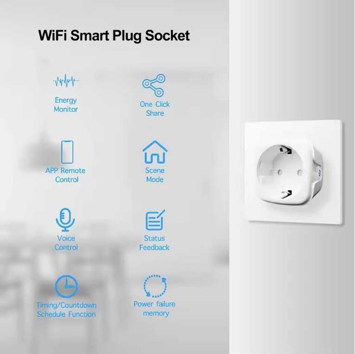 Смарт, WiFI, розумна розетка Tuya 20 Ампер з ватметром