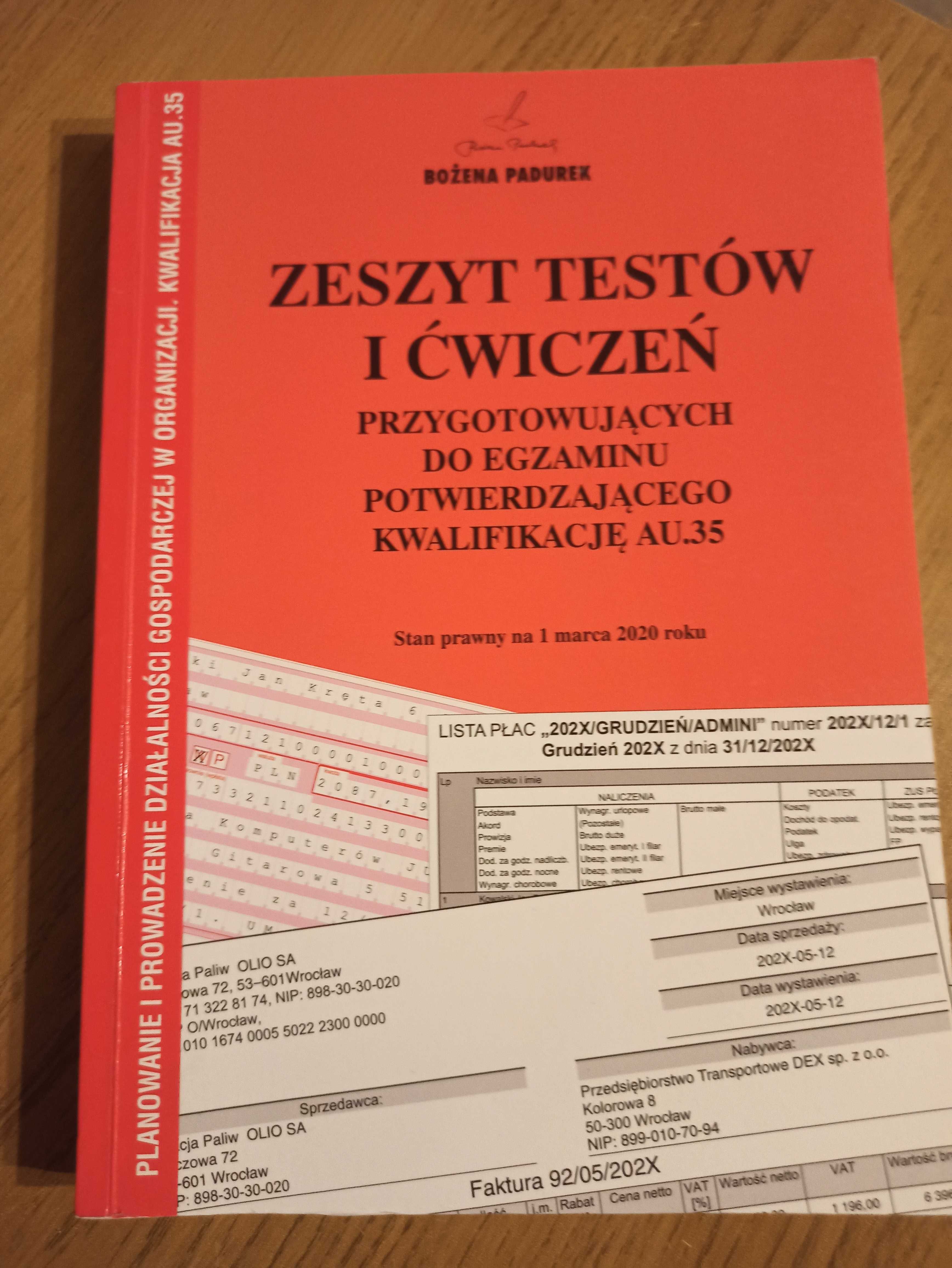 Książka, zeszyt testów i ćwiczeń kwalifikacja AU.35