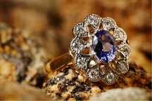 Pierścionek złoty 585 tanzanit naturalny 1.33 ct diamenty 0,30ct