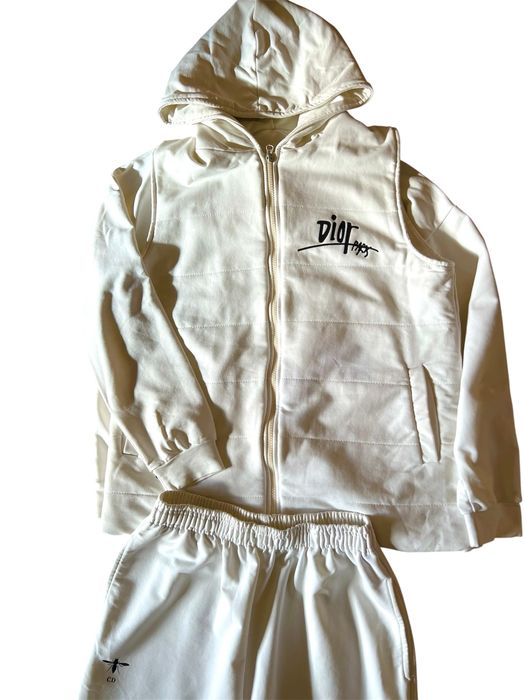 Komplet Christian DIOR biały dres 3-częściowy, oversize, rozmiar M