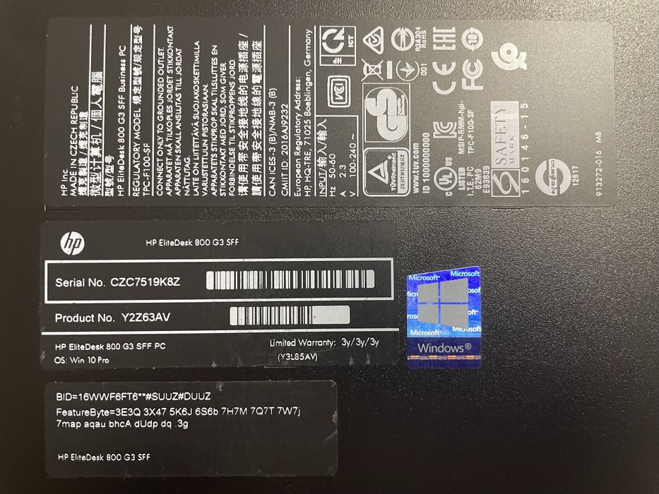 HP Elitedesk 800 G3 SFF/ПК/PC