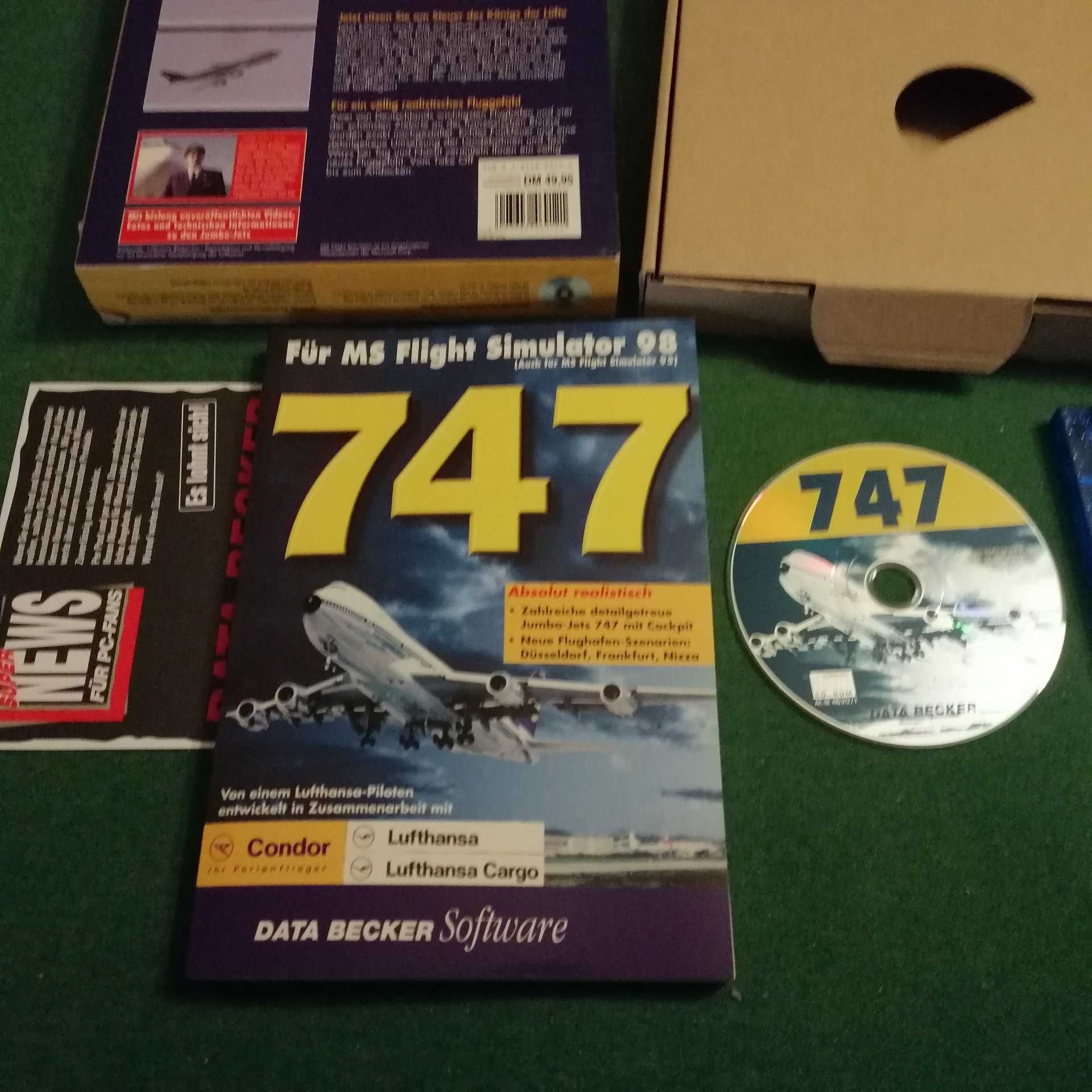 Gra PC - 747 - fur MS Flight Simulator 98 - Big Box! -Unikat!